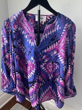 ba&sh Purple and Pink Gilo Geometric V-Neck Tunic
